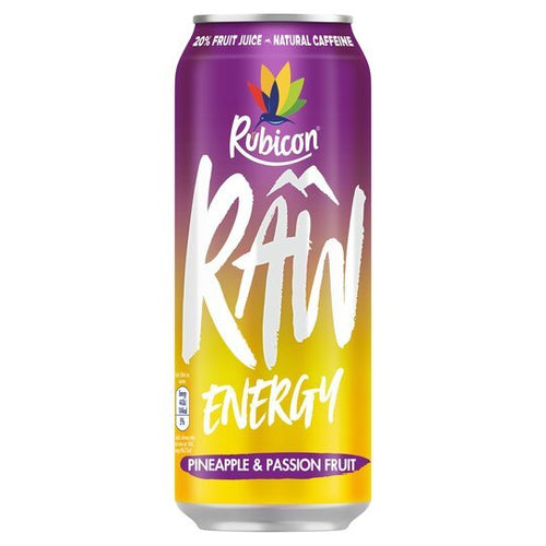 Rubicon Raw Energy Pineapple & Passion Fruit 500ml x 12 - Fame Drinks