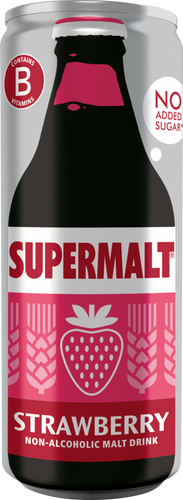 Supermalt Strawberry No Added Sugar drink 330ml can - Fame drinks