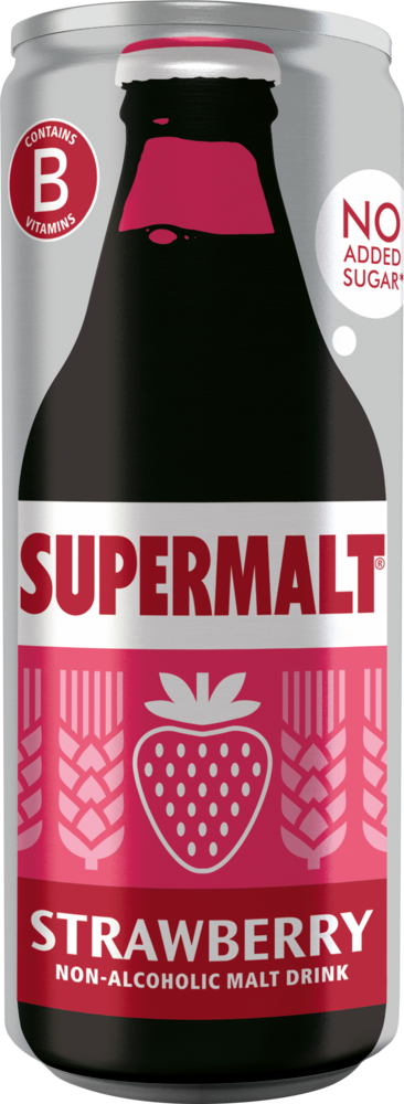 Supermalt Strawberry No Added Sugar drink 330ml can - Fame drinks