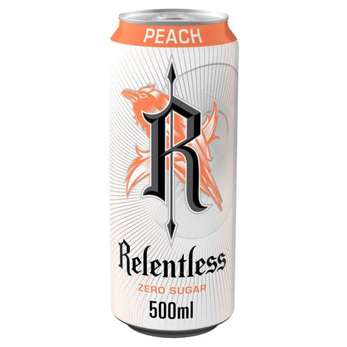 Relentless Peach Zero Sugar Energy Drink 500ml (1 x 12) - Fame Drinks