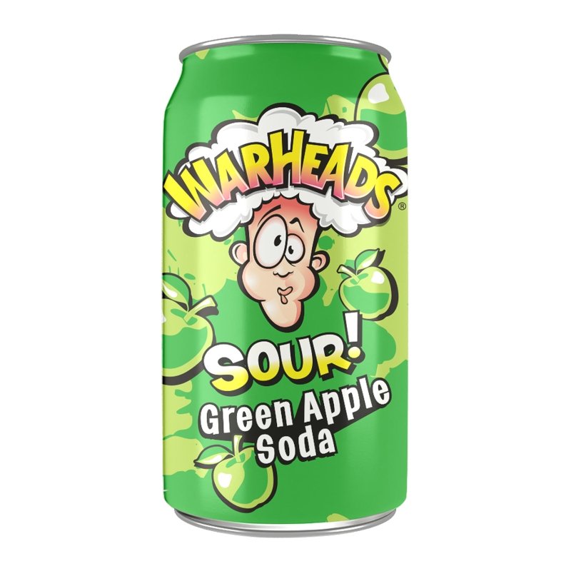 Warheads SOUR! Green Apple Soda 355ml x 12 - Fame Drinks